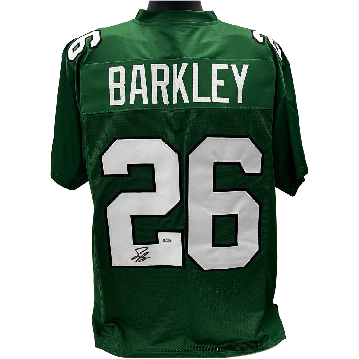 Saquon Barkley Autographed Philadelphia Eagles Kelly Green Jersey Beckett product image 1, provided for visual reference and