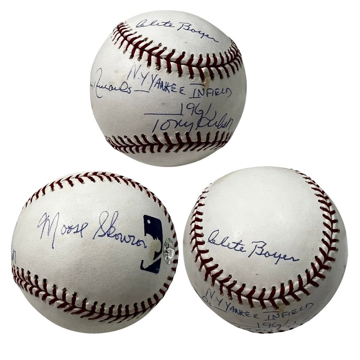 Moose Skowron, Tony Kubek, Clete Boyer & Bobby Richardson Autographed New York Yankees OMLB "1961 NY Yankee Infield"