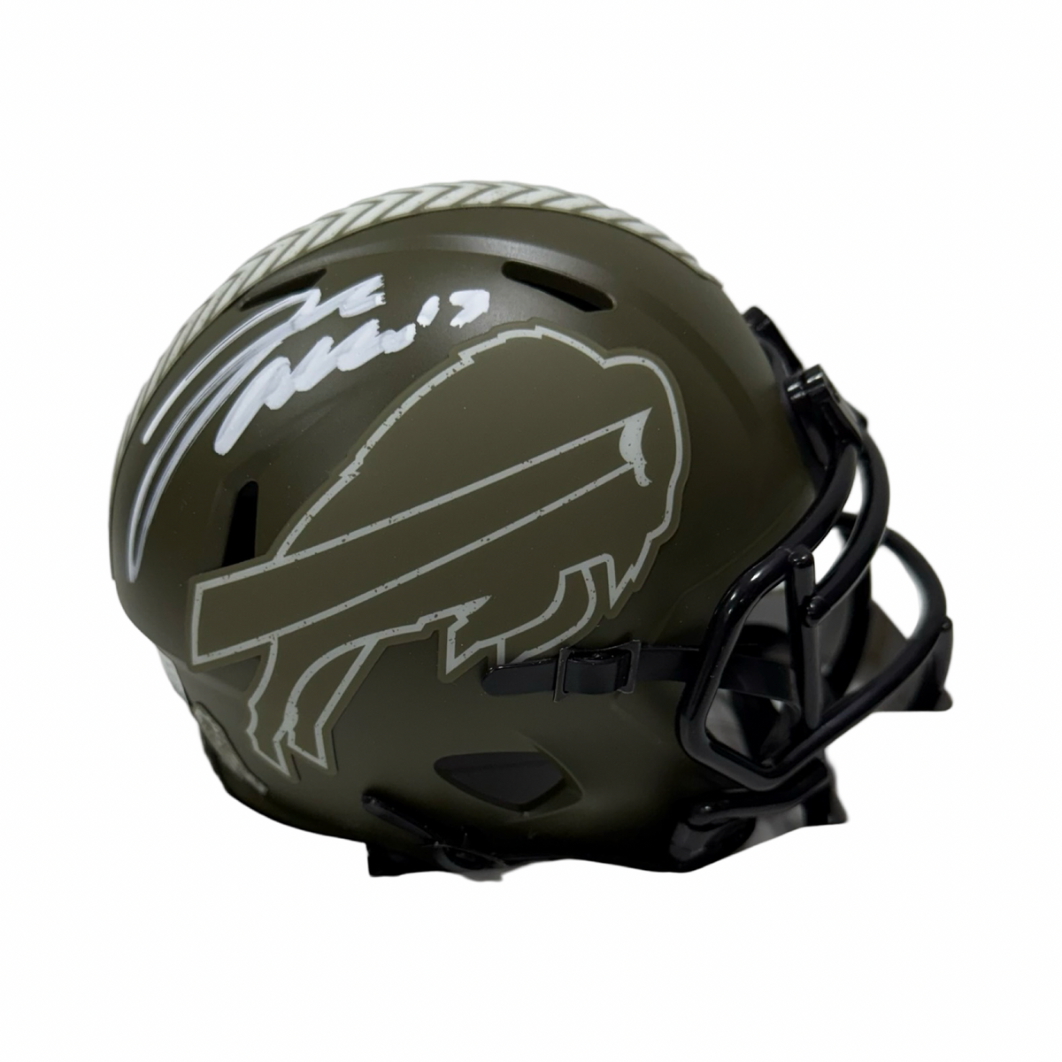 Josh Allen Autographed Buffalo Bills Forest Green Salute To Service Mini Helmet Beckett product image 1, provided for visual