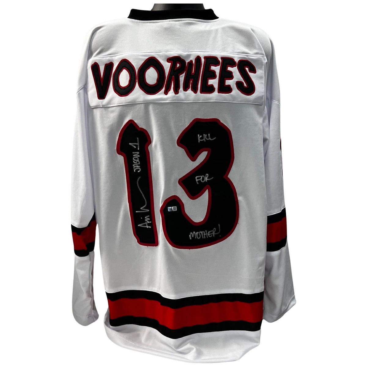 Ari Lehman Autographed Jason Voorhees Friday the 13th White Jersey Kill For Mother! Jason 1 Inscriptions Steiner CX product