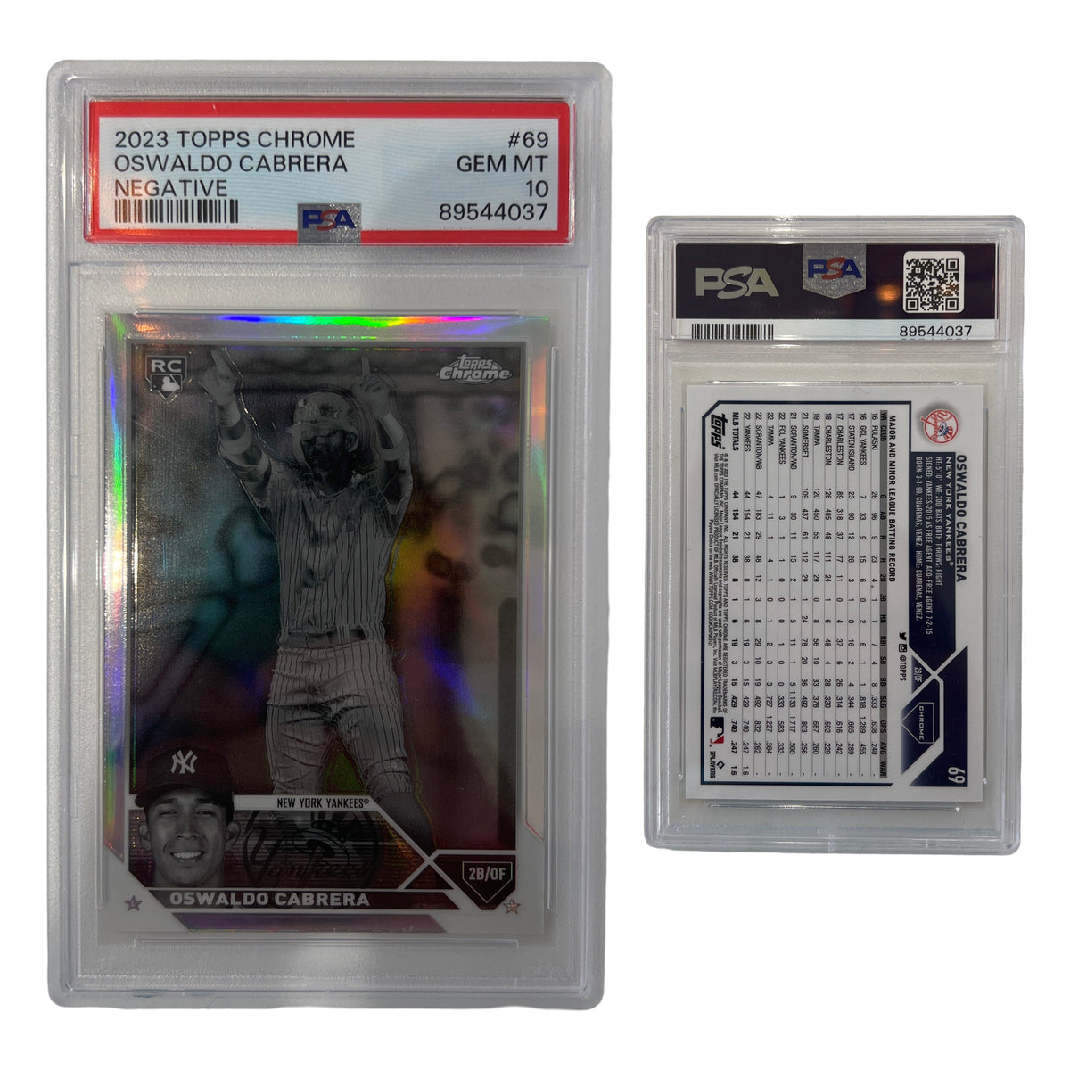 2023 Oswaldo Cabrera Topps Chrome Negative Refractor #69 PSA GEM MT 10 product image 1, provided for visual reference and