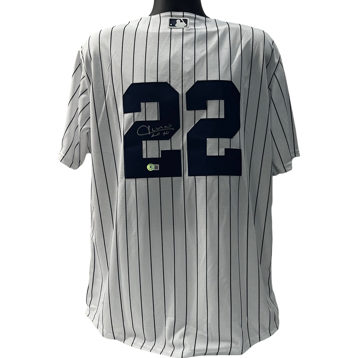 Juan Soto Autographed New York Yankees Nike Replica Pinstripe Jersey Beckett product image 1, provided for visual reference