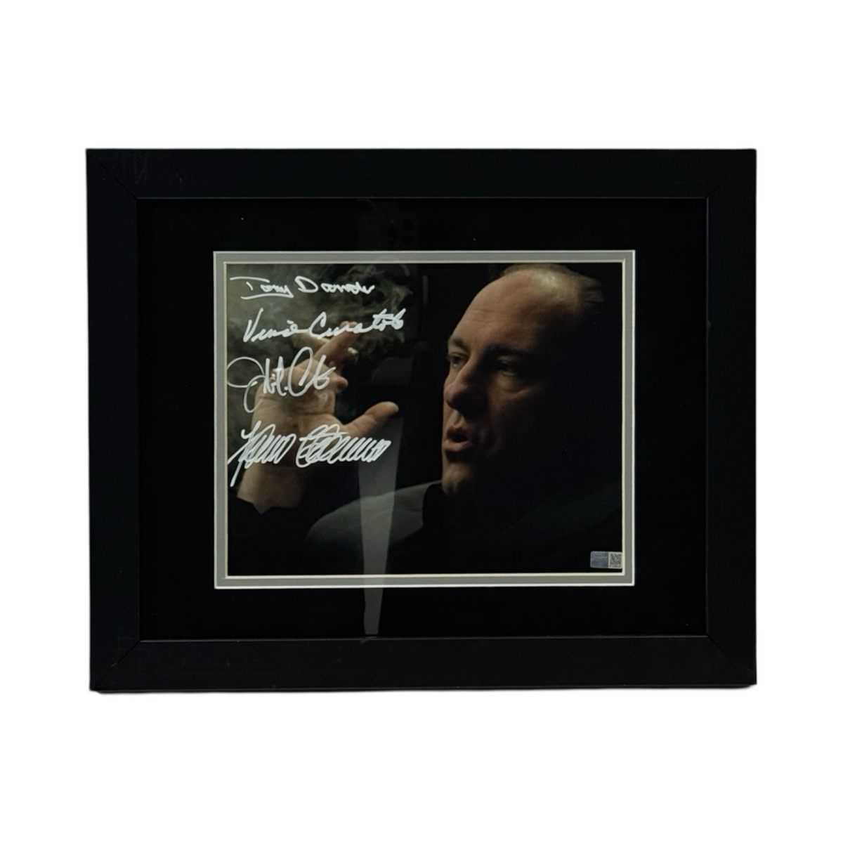 The Sopranos Cast Autographed Tony Cigar Framed 8X10 Signed by: Tony Darrow, Federico Castelluccio, Vincent Curatola, John