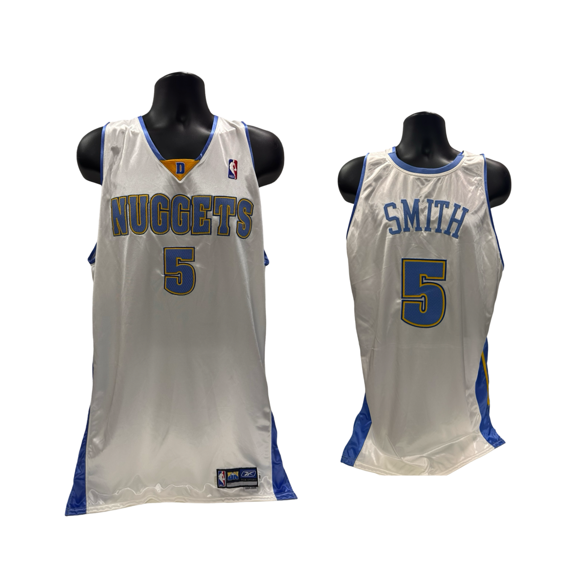 J.R. Smith Game Used NBA 2004/05 Style Denver Nuggets White Jersey product image 1, provided for visual reference and