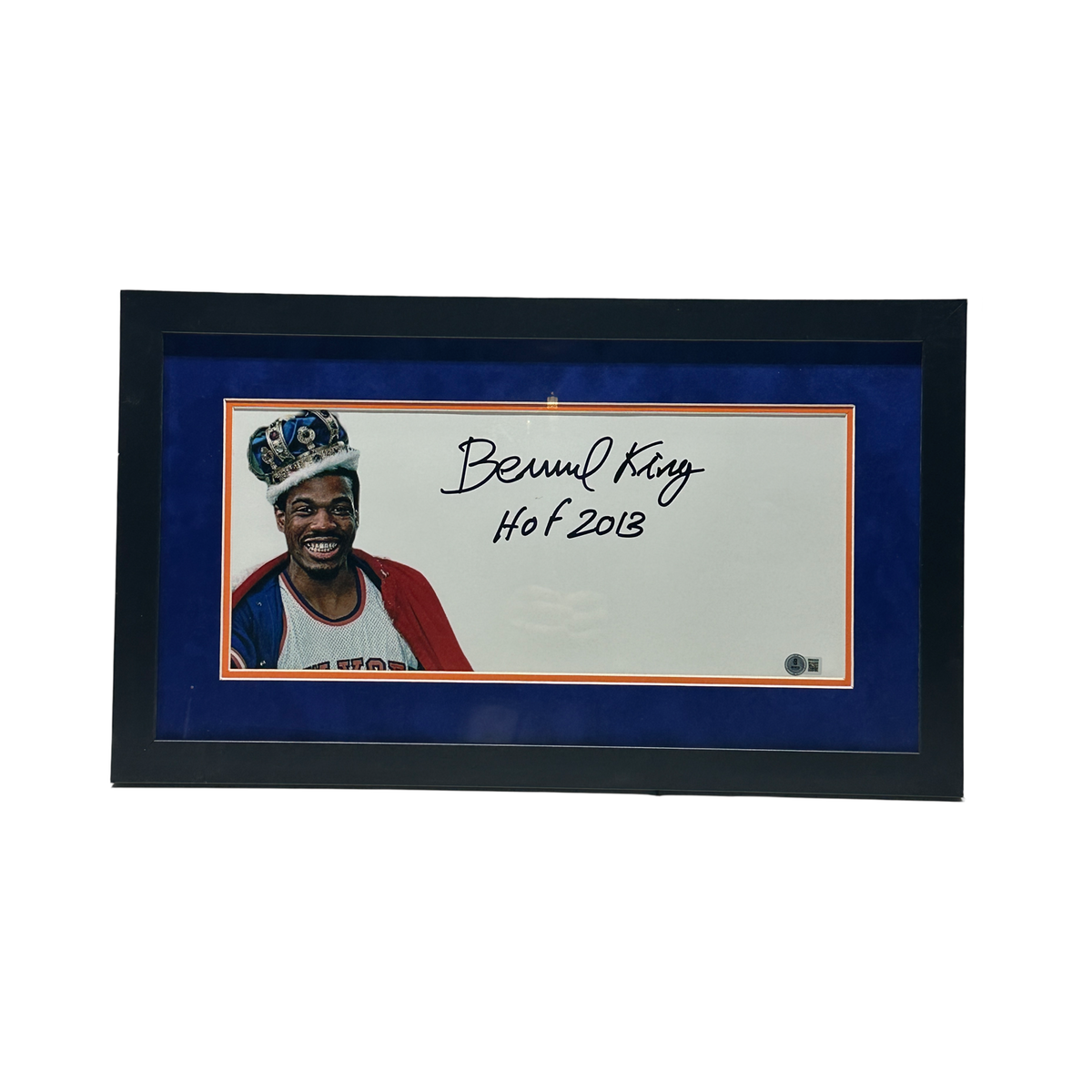 Bernard King Autographed New York Knicks Horizontal "HOF 2013" Inscribed 8x18 Beckett - Framed product image 1, provided for