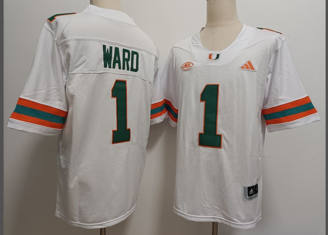 Cam Ward Miami Hurricanes Official NCAA Adidas Jersey white product image 3