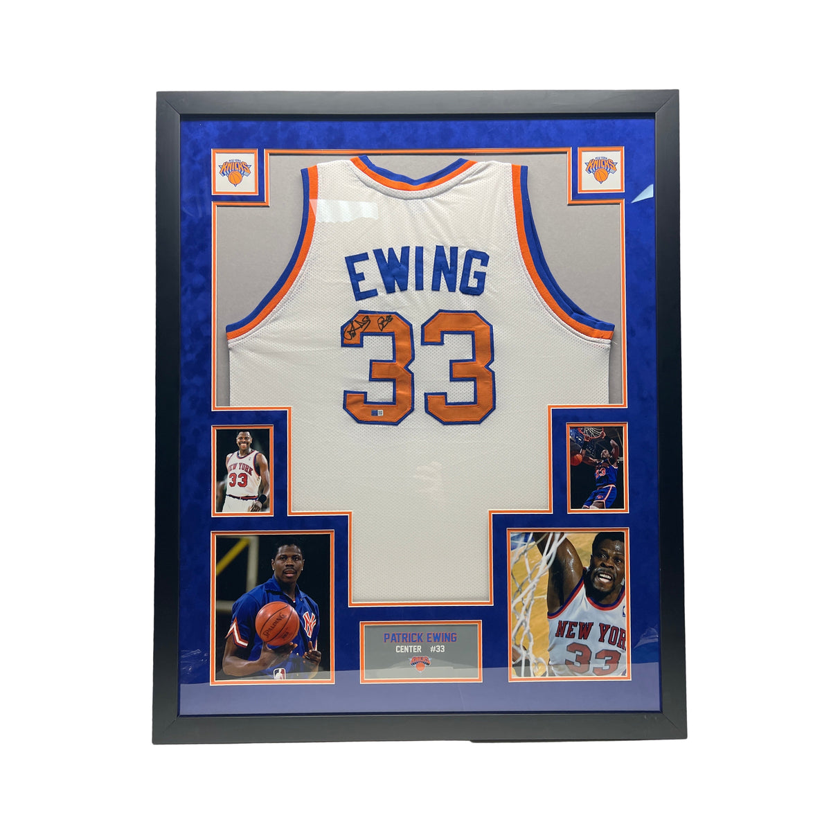 Patrick Ewing Autographed New York Knicks Framed White Custom Jersey Steiner CX product image 1, provided for visual