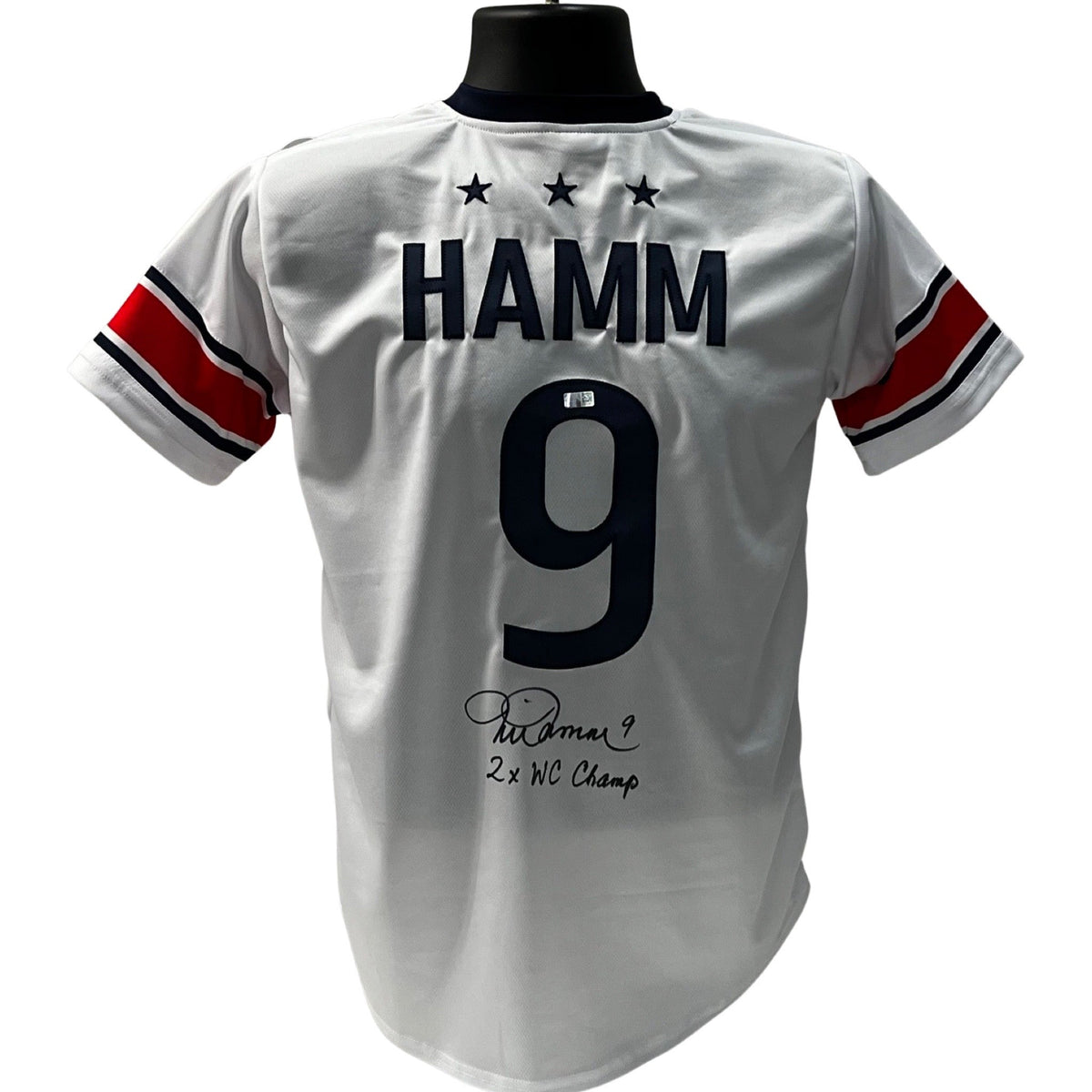 Mia Hamm Autographed Team USA Jersey "2x WC Champ" Inscription Steiner CX product image 1, provided for visual reference and