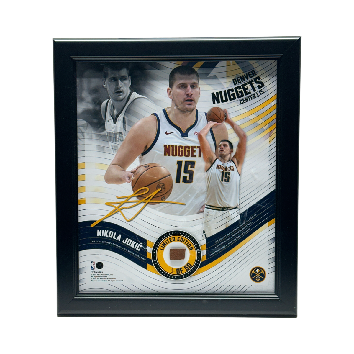 Nikola Jokic Denver Nuggets Framed 15x17 Game Used Basketball Collage LE 50 Fanatics product image 1, provided for visual