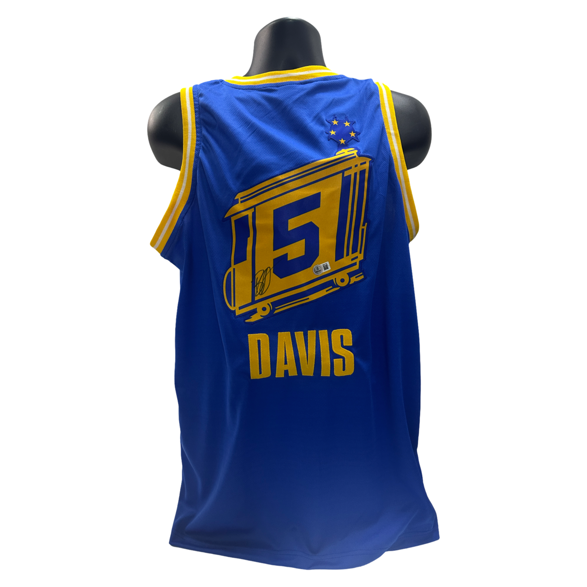 Baron Davis Autographed Golden State Warriors Blue Jersey Beckett BAS product image 1, provided for visual reference and