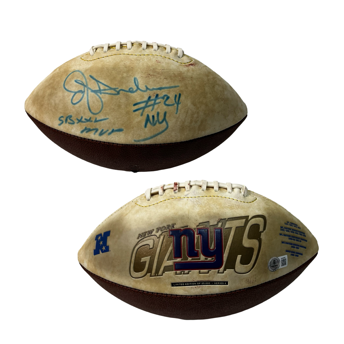 OJ Anderson Autographed New York Giants Logo Football "SB XXV MVP & #24 NY" Inscription Beckett product image 1, provided