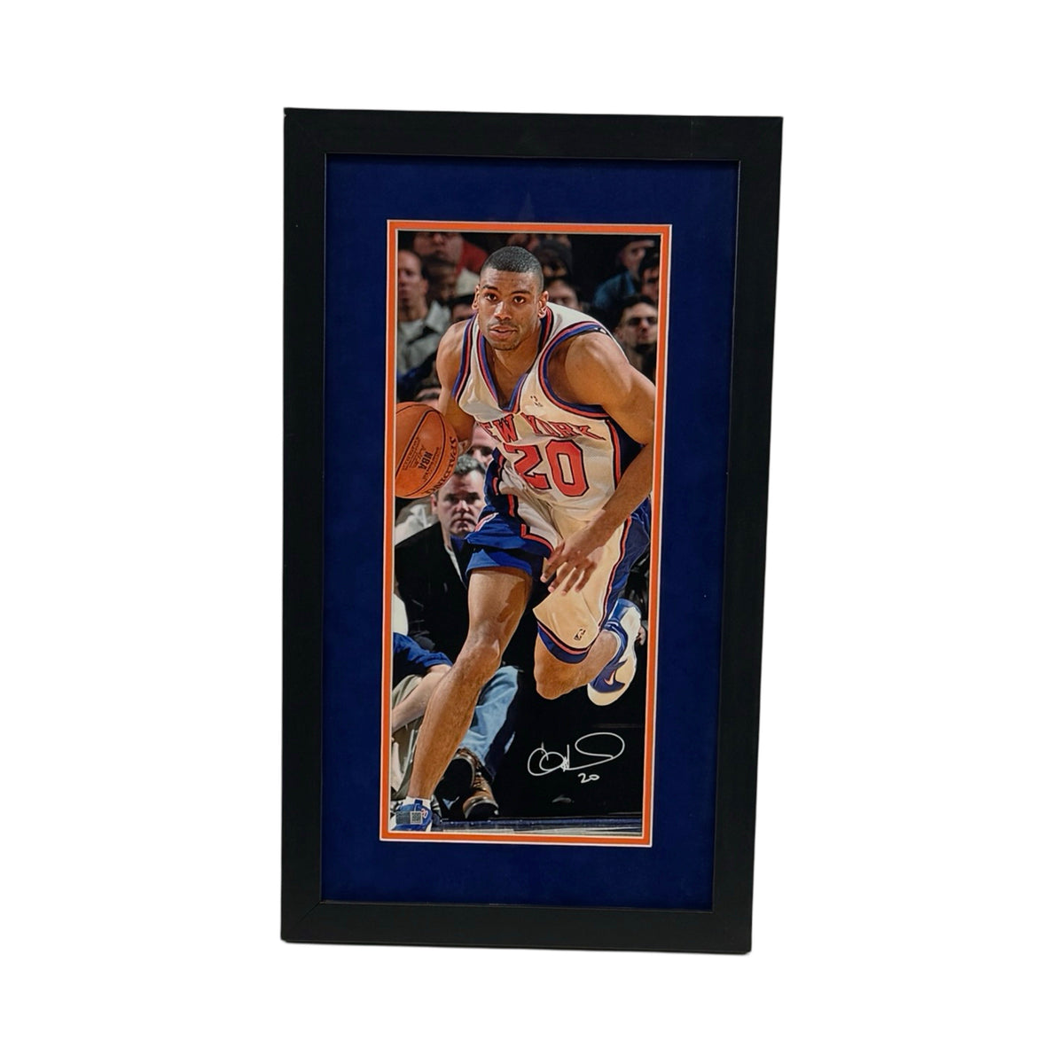 Allan Houston Autographed New York Knicks Framed 12x22 Steiner CX product image 1, provided for visual reference and product