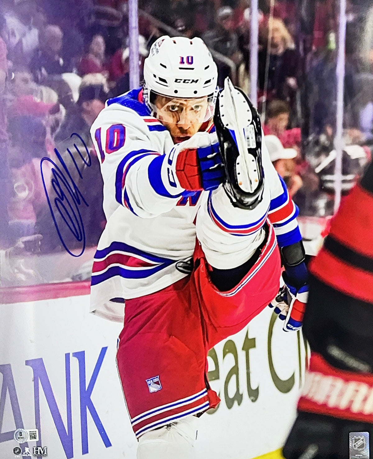 Artemi Panarin Autographed Leg Kick 11x14 Beckett - Framed product image 1, provided for visual reference and product detail