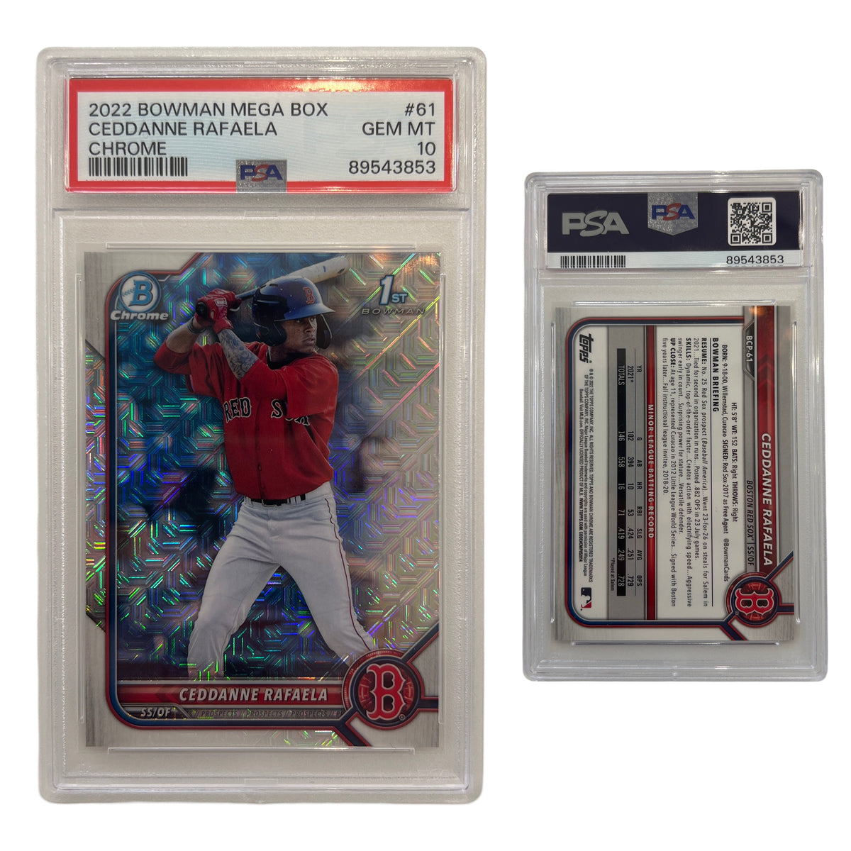 2022 Ceddanne Rafaela Bowman Mega Box Chrome #61 PSA GEM MT 10 product image 1, provided for visual reference and product