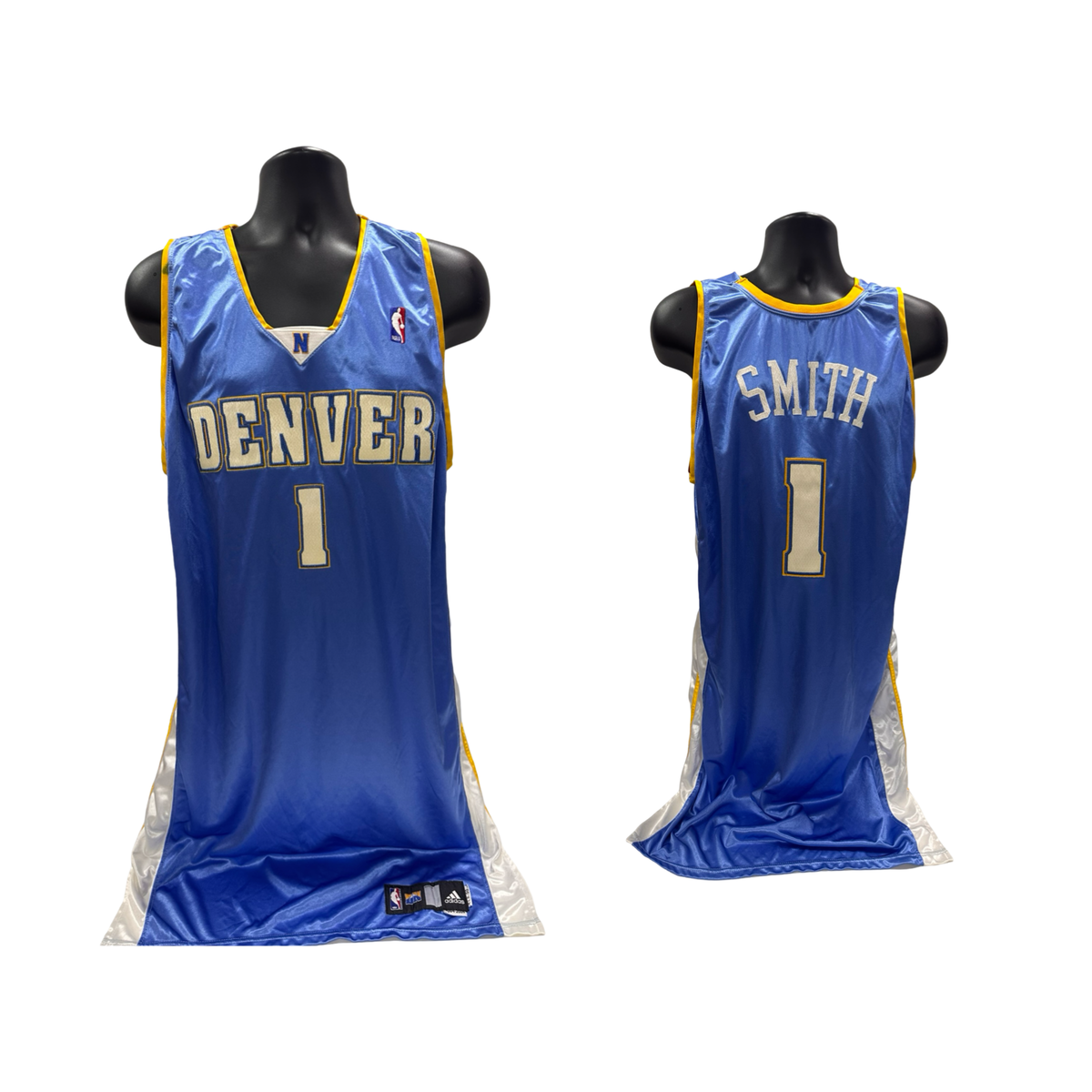 J.R. Smith Game Used NBA 2004/05 Style 2008/09 Denver Nuggets Blue Jersey product image 1, provided for visual reference and