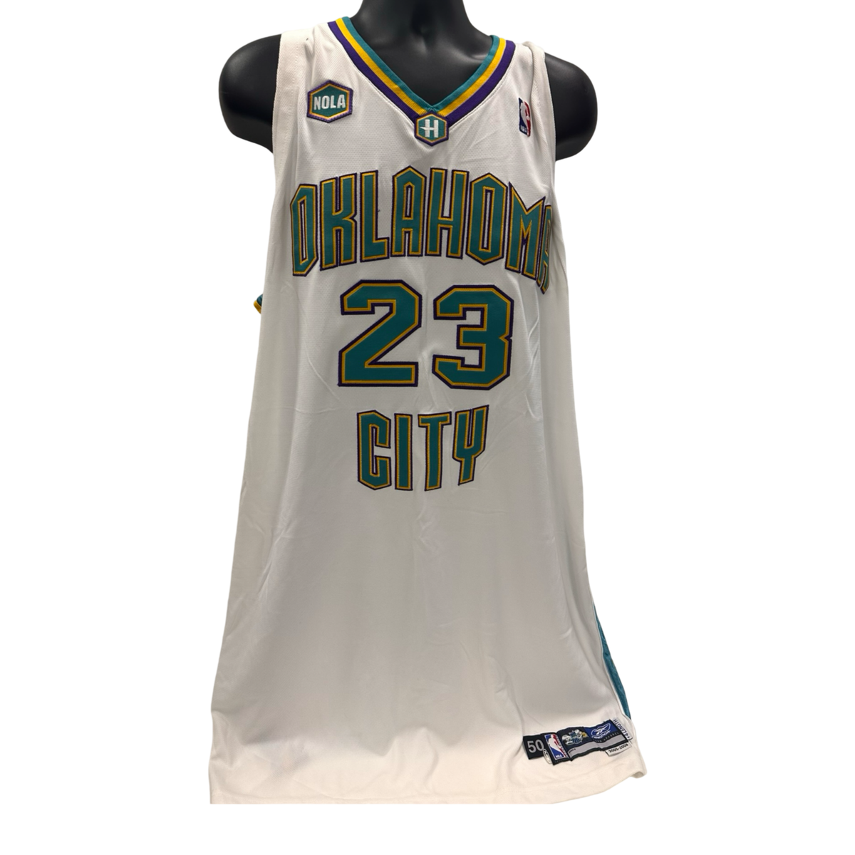 J.R. Smith Game Used NBA 2005/06 New Orleans Hornets White Jersey product image 1, provided for visual reference and product