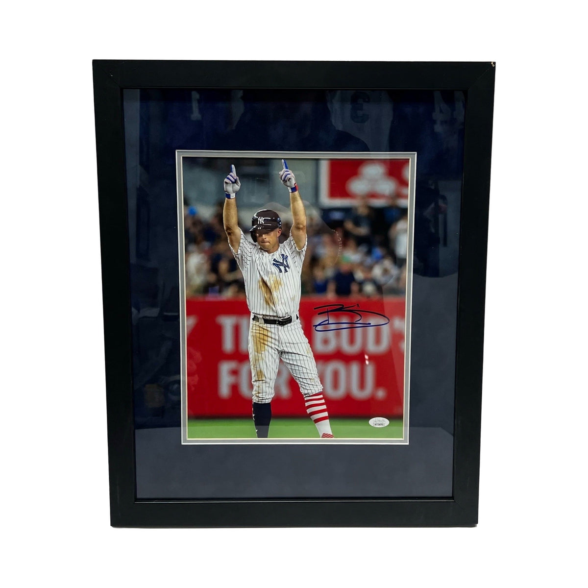 Brett Gardner Autographed New York Yankees Finger Point 11x14 JSA - Framed product image 1, provided for visual reference