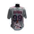 Charlie Sheen Autographed Major League Ricky Vaughn Grey Cleveland Indians Art Jersey Ricky Wild Thing Vaughn Inscription