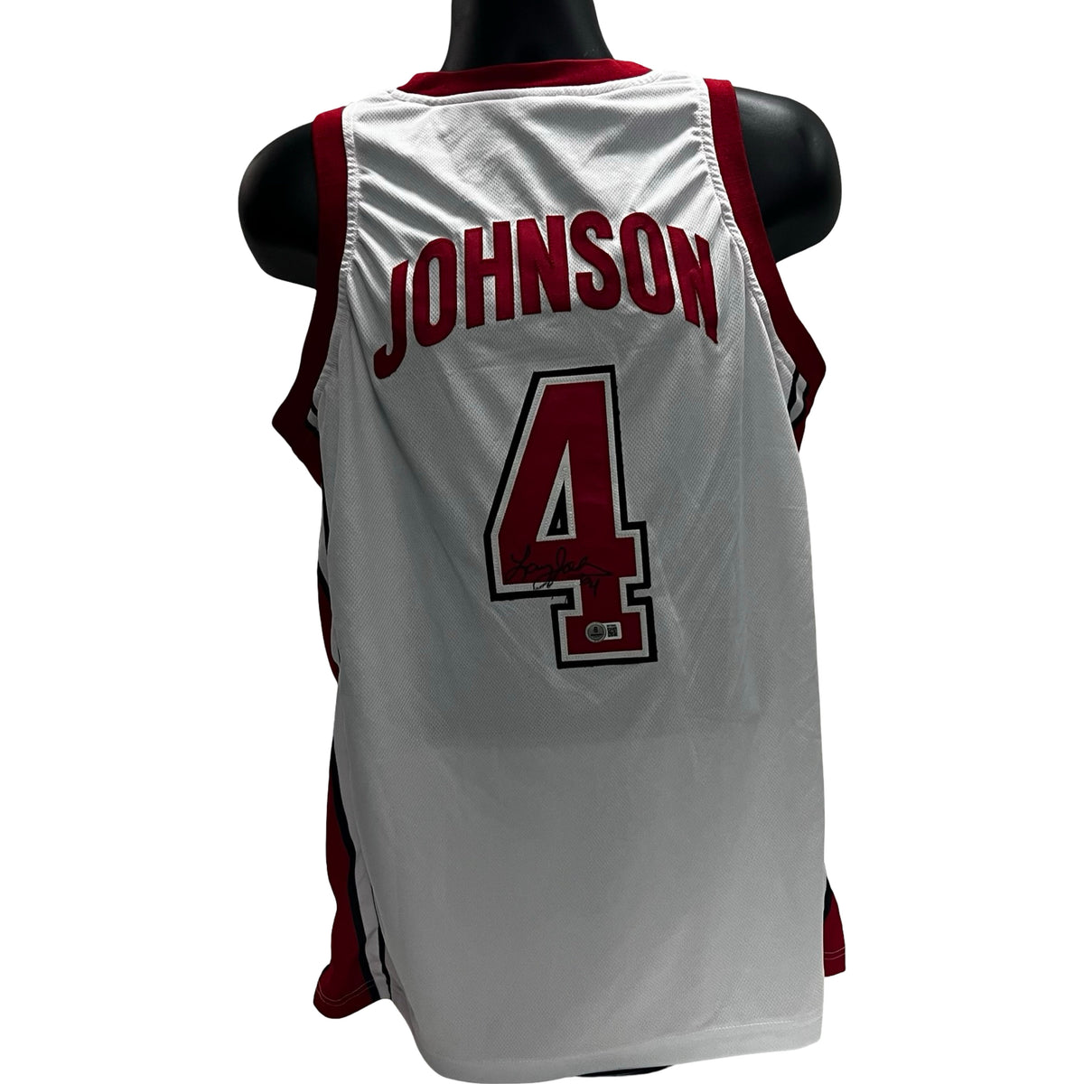 Larry Johnson Autographed UNLV Rebels White Jersey Beckett product image 1, provided for visual reference and product detail