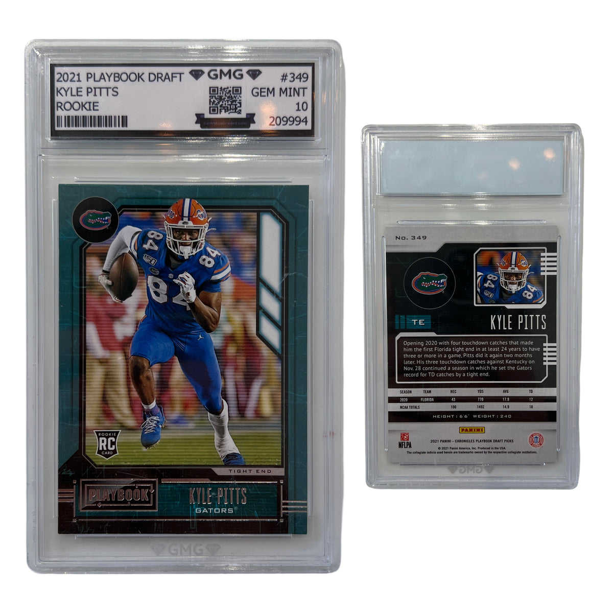2021 Kyle Pitts Playbook Drafts Rookie Card #349 GMG 10 GEM MINT product image 1, provided for visual reference and product