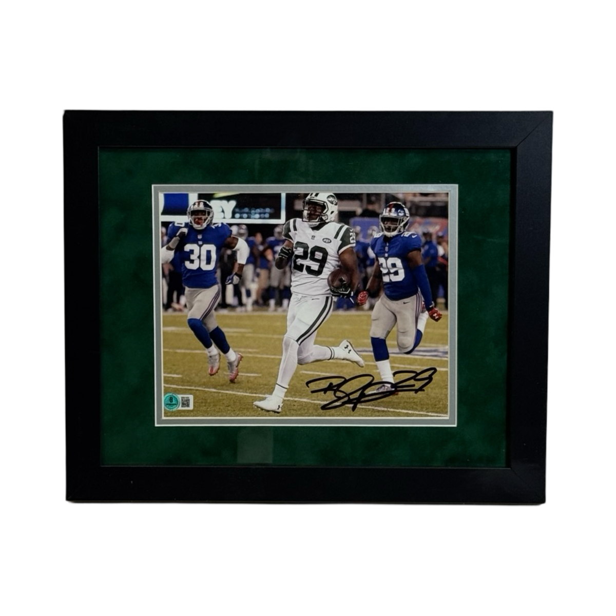 Bilal Powell Autographed New York Jets Framed Run 8x10 Beckett product image 1, provided for visual reference and product