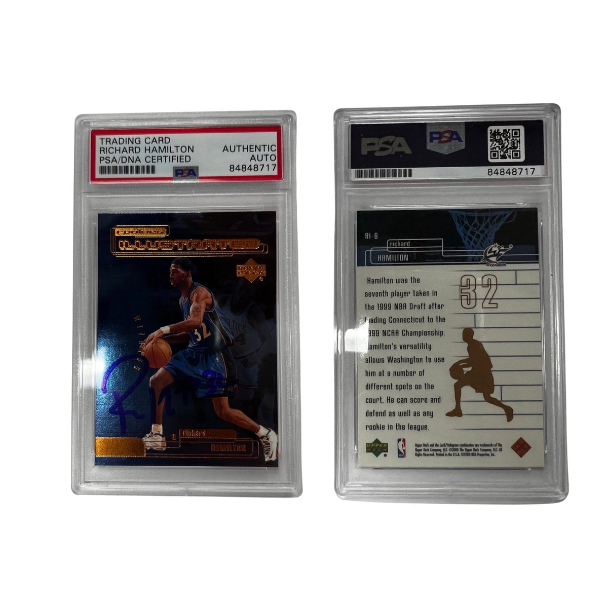 1999-00 Upper Deck #RI-6 Richard Hamilton PSA Auto Authentic product image 1, provided for visual reference and product