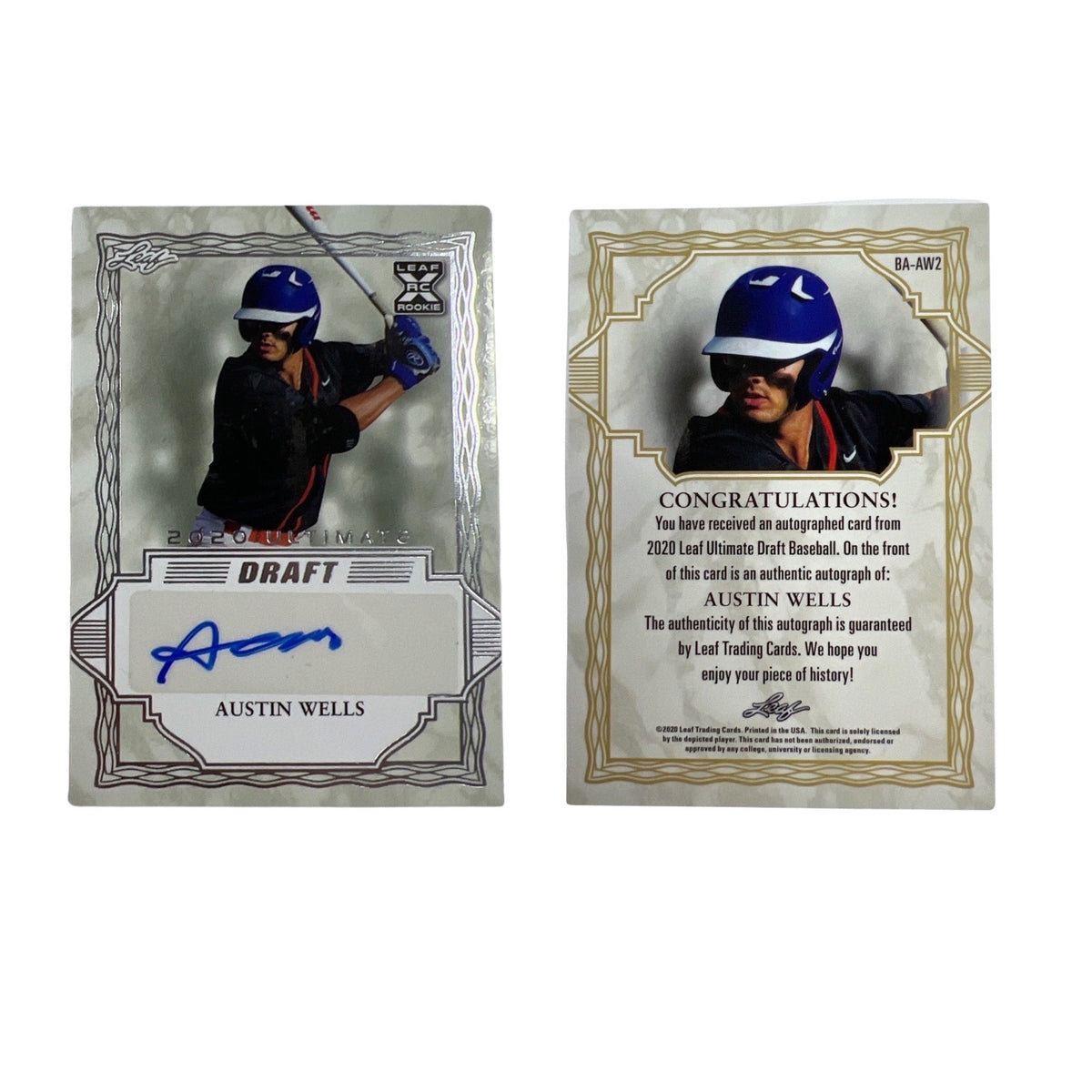 2020 Leaf Ultimate Draft #BA-AW2 Austin Wells Auto product image 1, provided for visual reference and product detail review