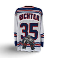 Mike Richter Unsigned New York Rangers White Custom Art Jersey product image 1, provided for visual reference and product