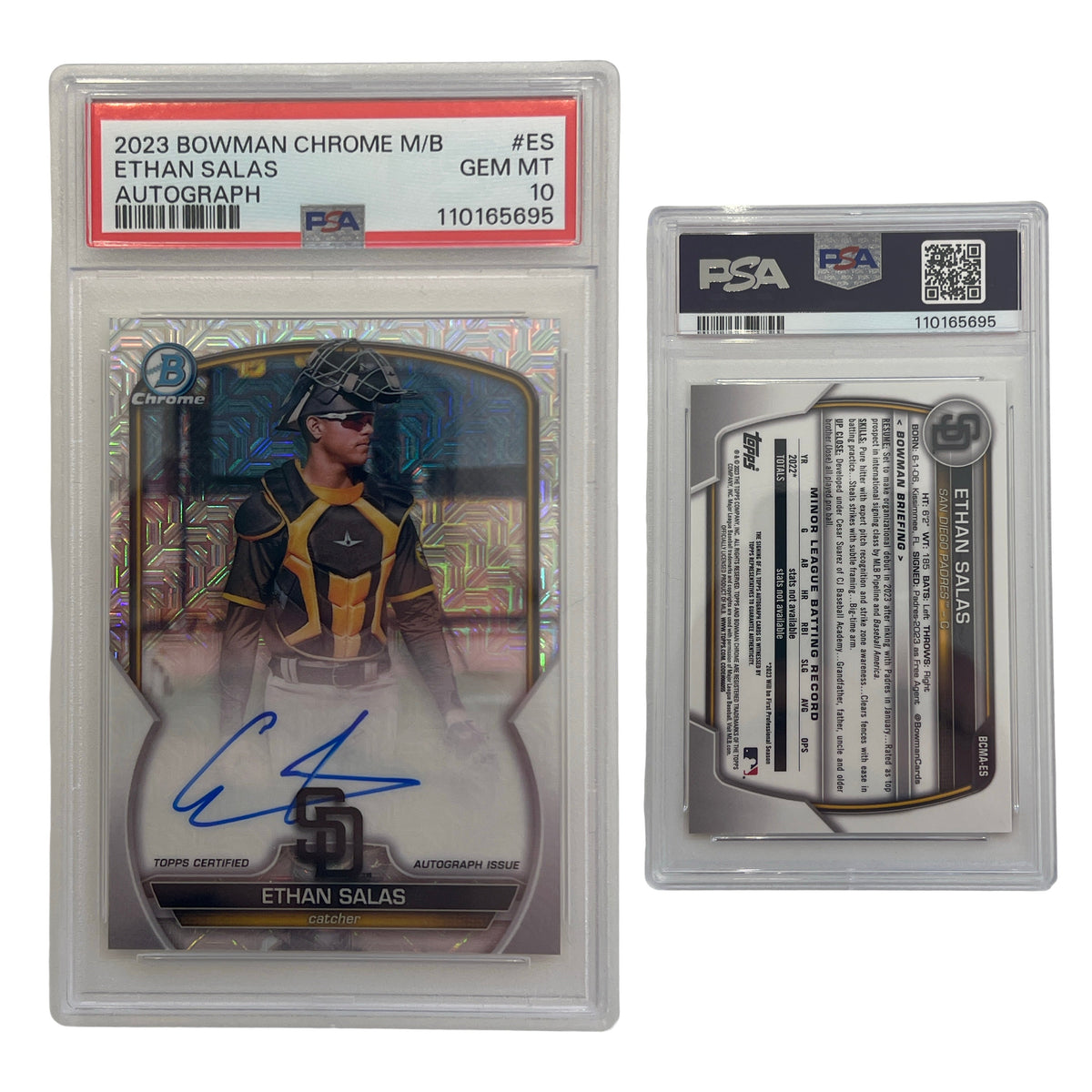 2023 Ethan Salas Bowman Chrome M/B Autograph #ES PSA GEM MT 10 product image 1, provided for visual reference and product
