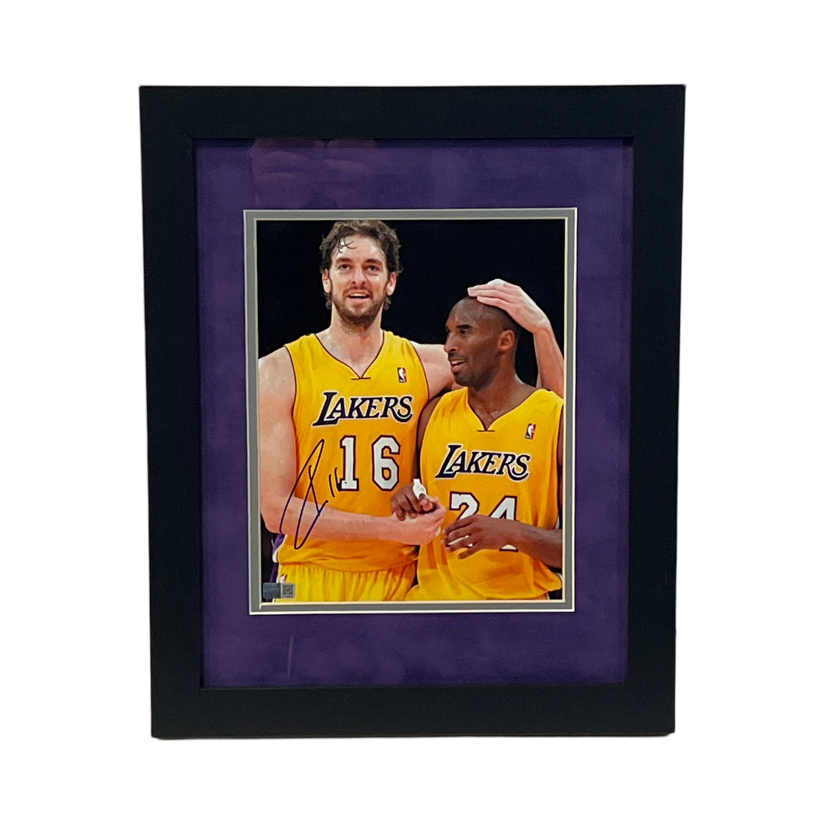 Pau Gasol Autographed Los Angeles Lakers Patting Kobe's Head Long Hair Framed 8x10 Steiner CX product image 1, provided for