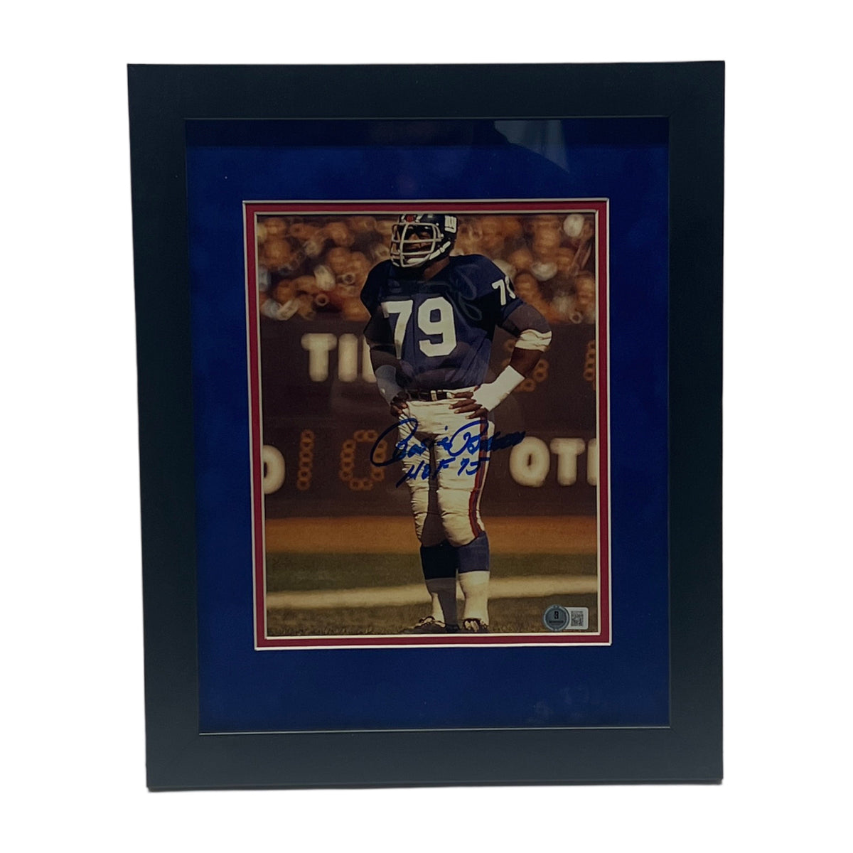 Roosevelt "Rosey" Brown Autographed New York Giants Framed 8x10 "HOF 75" Inscription Beckett product image 1, provided for