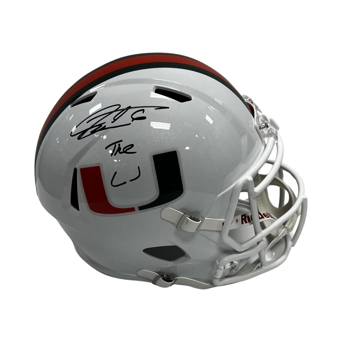 Santana Moss Autographed Miami Hurricanes Speed Replica Helmet "The U" Inscription Steiner CX product image 1, provided for