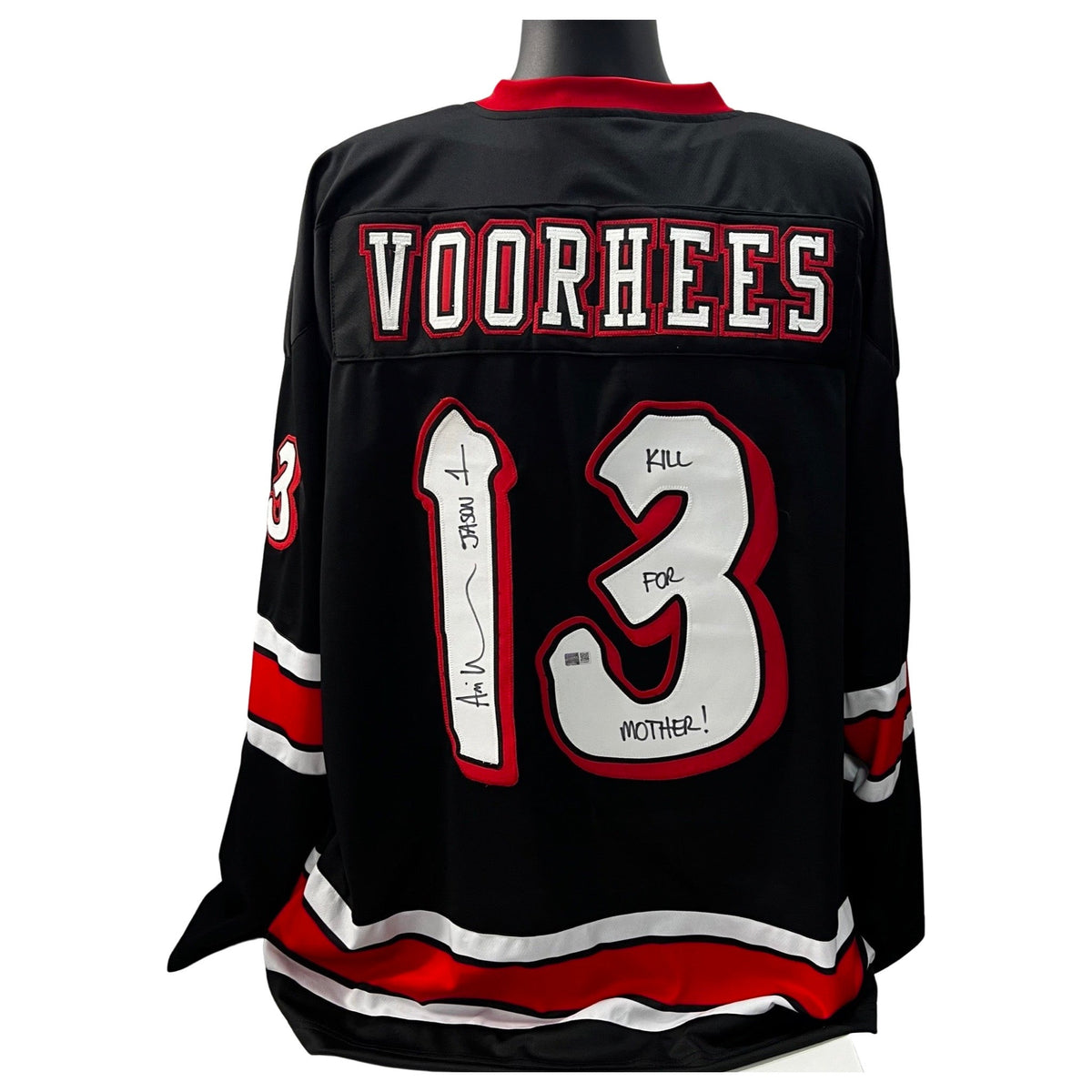 Ari Lehman Autographed Jason Voorhees Friday the 13th Black Jersey Kill for Mother!, Jason 1 Inscriptions Steiner CX product