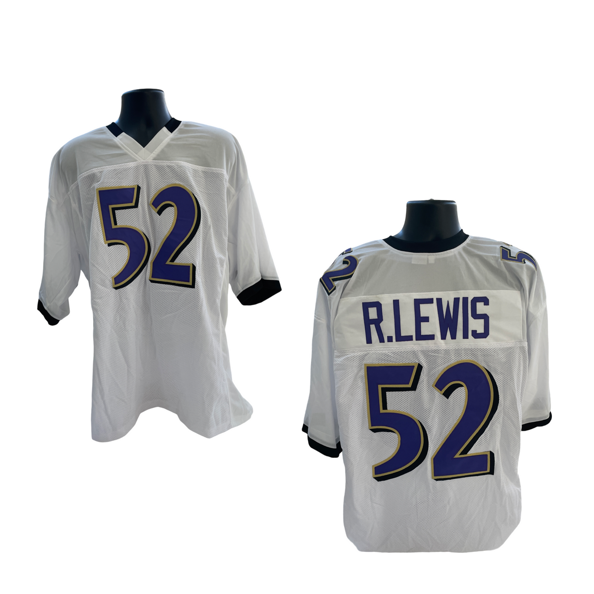 Ray Lewis Unsigned Baltimore Ravens White Jersey product image 1, provided for visual reference and product detail review
