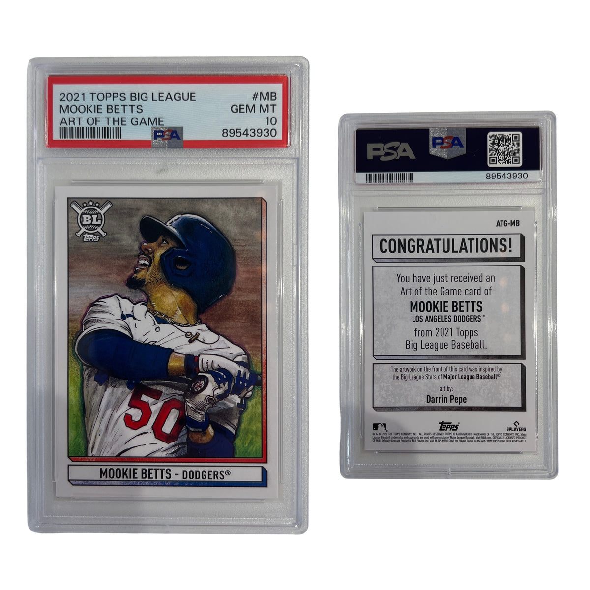 2021 Topps Big League Mookie Betts Art Of The Game #MB PSA GEM MT 10 product image 1, provided for visual reference and