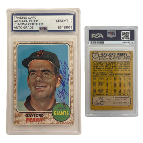 1968 Gaylord Perry Topps #85 PSA Auto 10 product image 1, provided for visual reference and product detail review