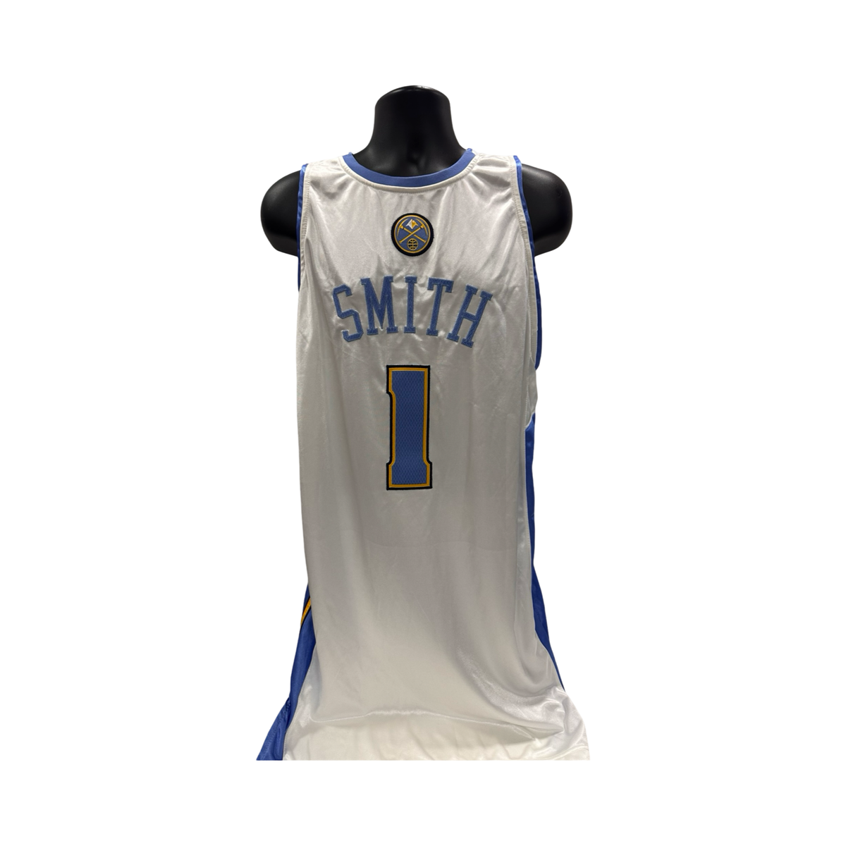 J.R. Smith Game Used NBA 2008/09 Denver Nuggets White Jersey product image 1, provided for visual reference and product