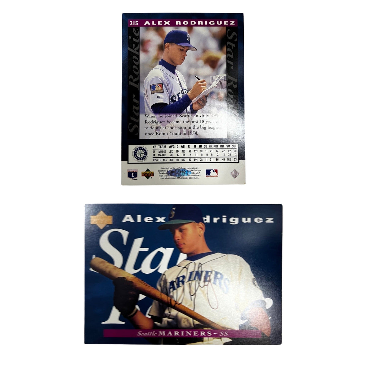 Alex Rodriguez 1995 Upper Deck Jumbo #215 Mariners Auto Upper Deck product image 1, provided for visual reference and