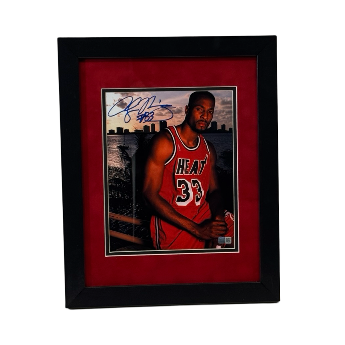 Alonzo Mourning Autographed Miami Heat Sunset Framed 8x10 Steiner CX product image 1, provided for visual reference and