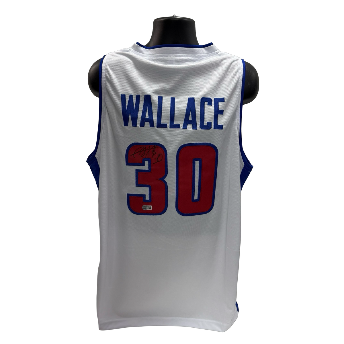 Rasheed Wallace Autographed White Detroit Pistons Jersey Beckett product image 1, provided for visual reference and product