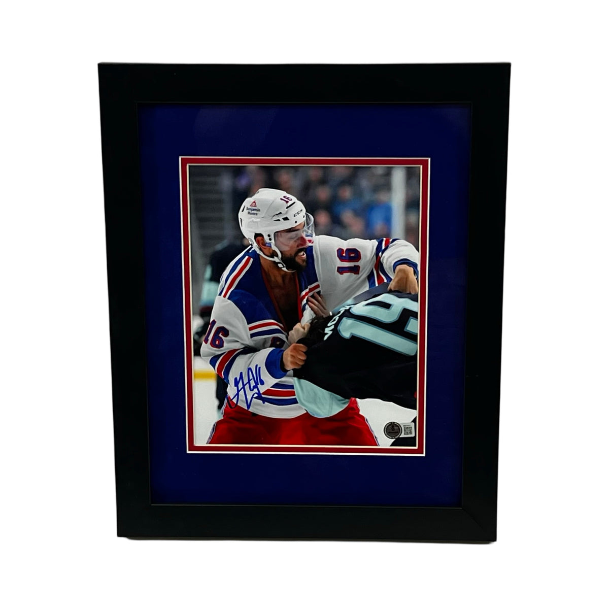 Vincent Trocheck Autographed New York Rangers Fighting 8x10 Beckett - Framed product image 1, provided for visual reference