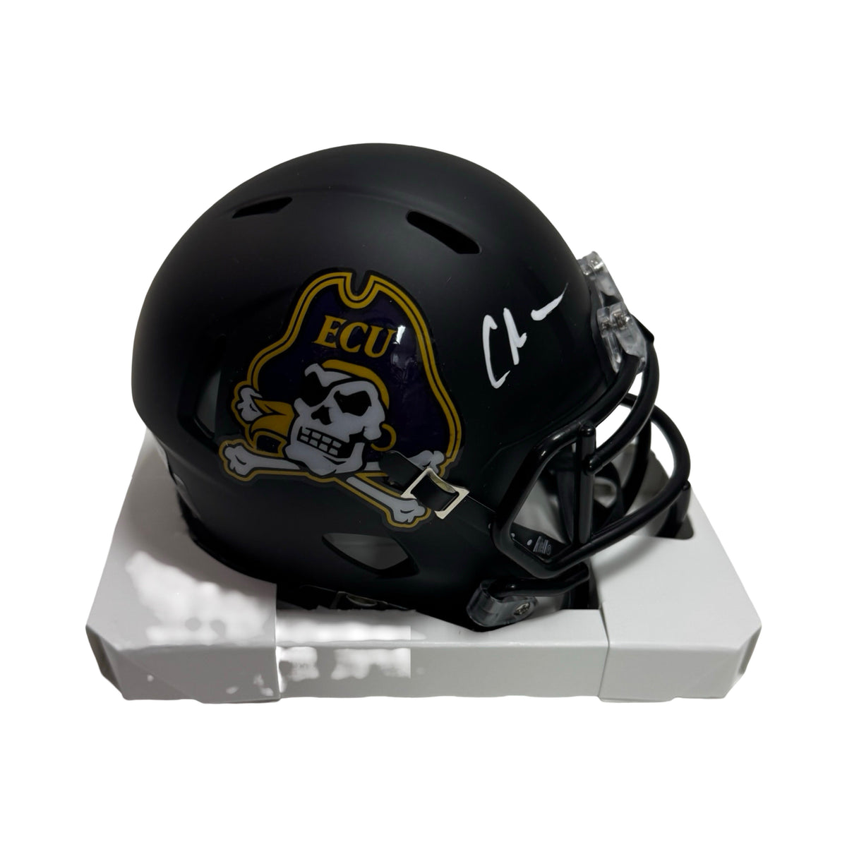 Chris Johnson Autographed East Carolina Pirates Black Mini Helmet Beckett product image 1, provided for visual reference and