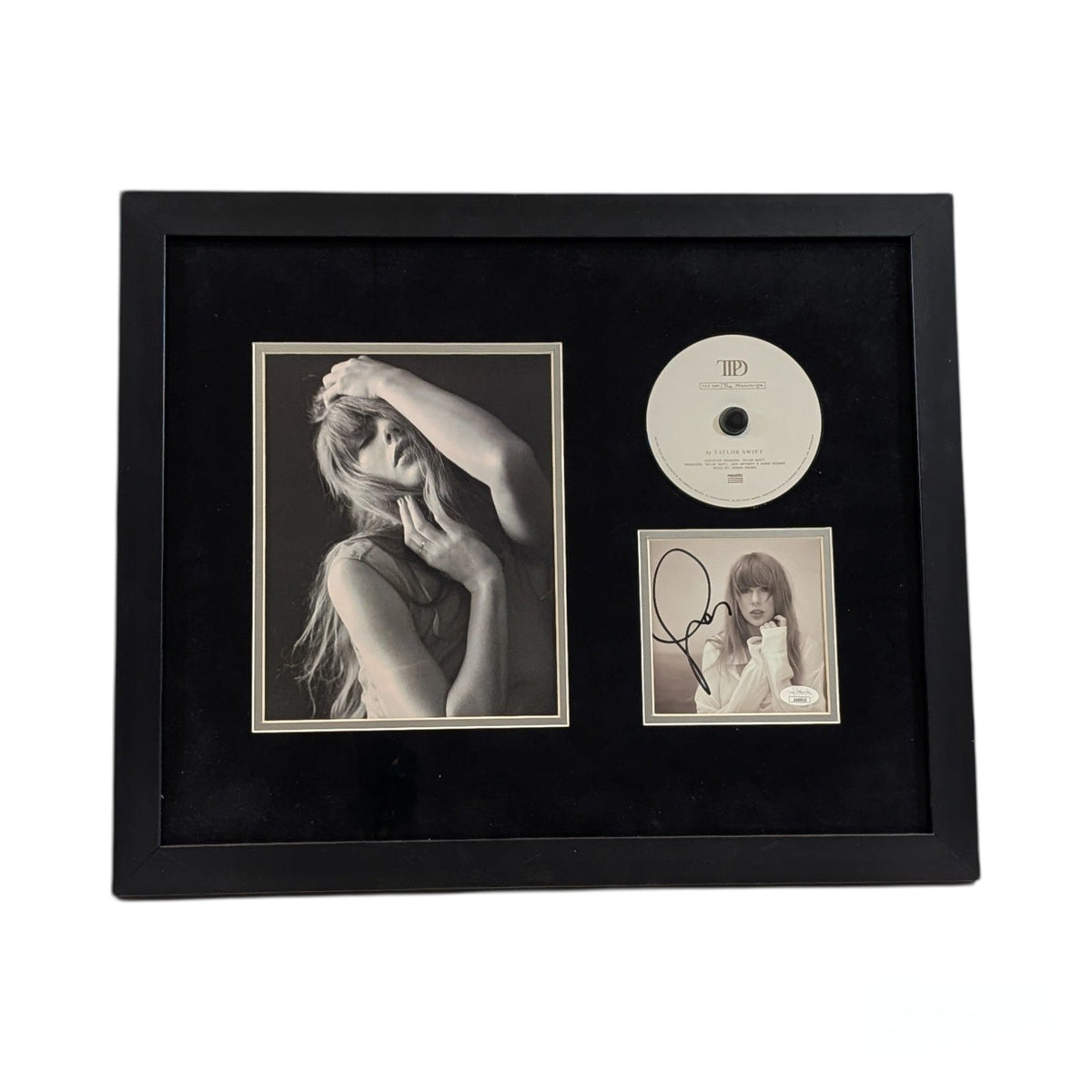 Taylor Swift Autographed Cut & Framed CD 11x14 Frame Pose Black Matte Horizontal JSA product image 1, provided for visual