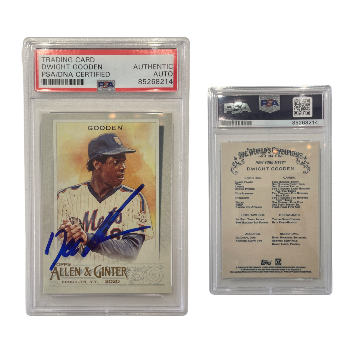 2020 Dwight Doc Gooden Topps Allen & Ginter #314 PSA Auto Authentic product image 1, provided for visual reference and