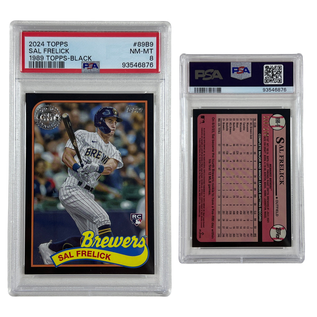 2024 Sal Frelick Topps 1989 Topps Black /299 #89B9 PSA NM-MT 8 product image 1, provided for visual reference and product