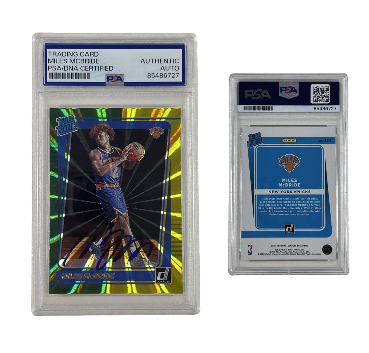2021 Miles McBride Autographed Rated Rookie Reflective Donrus #224 Auth Auto product image 1, provided for visual reference