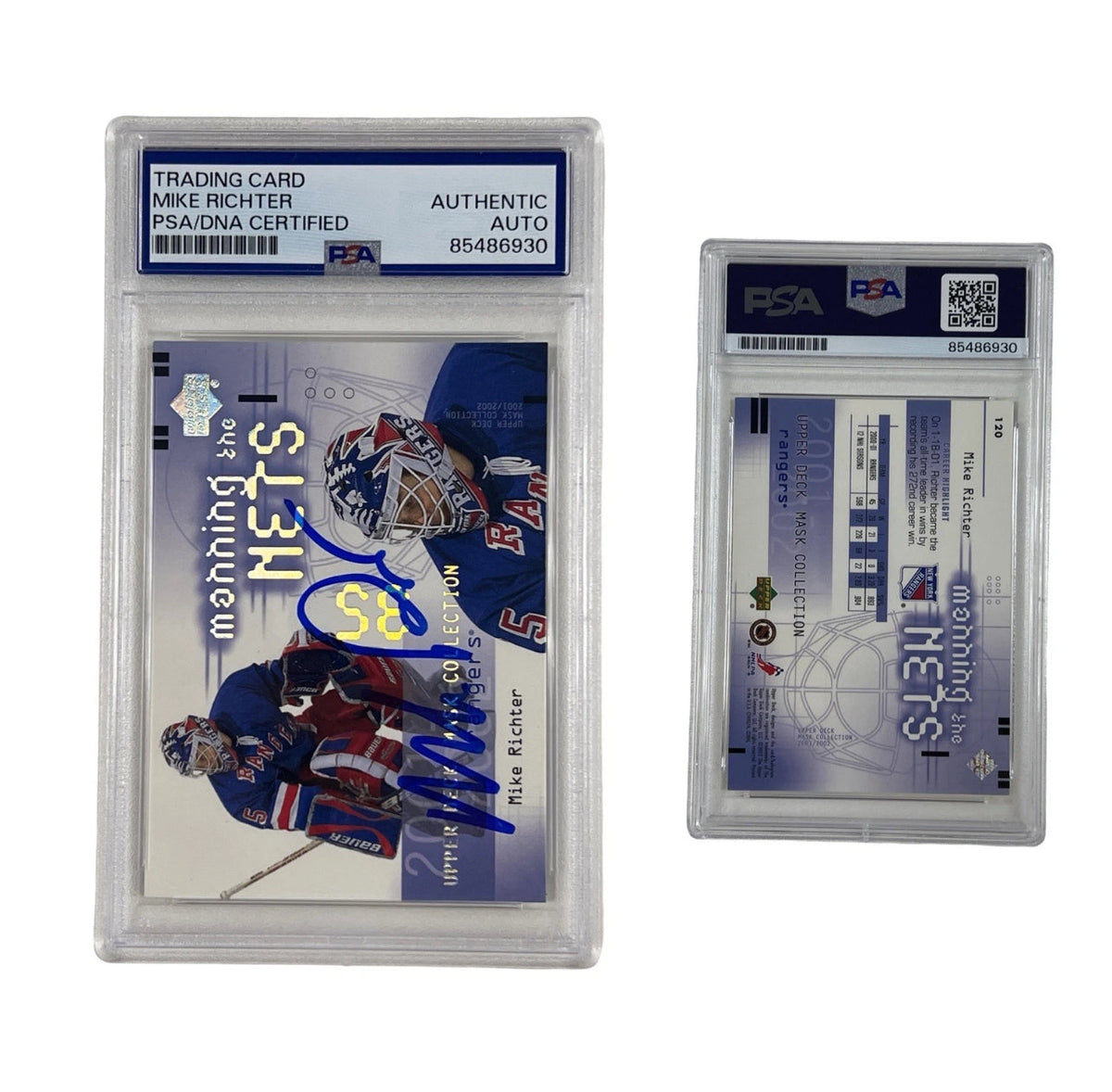 2002 Mike Richter Autographed Manning the Nets Upper Deck #120 Authentic Auto product image 1, provided for visual reference