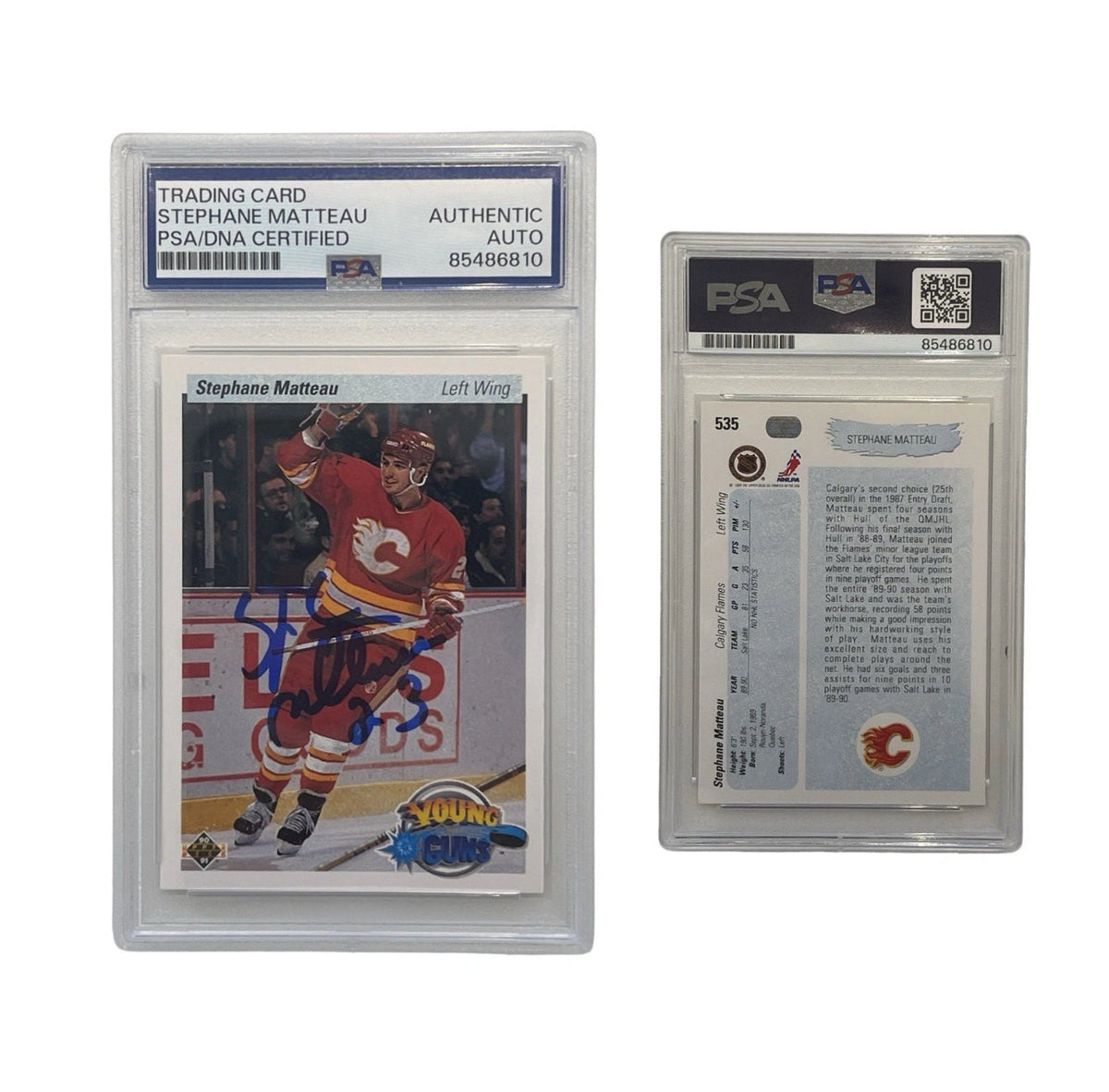 1990 Stephane Matteau Autographed Young Guns Upper Deck #535 PSA Authentic Auto product image 1, provided for visual