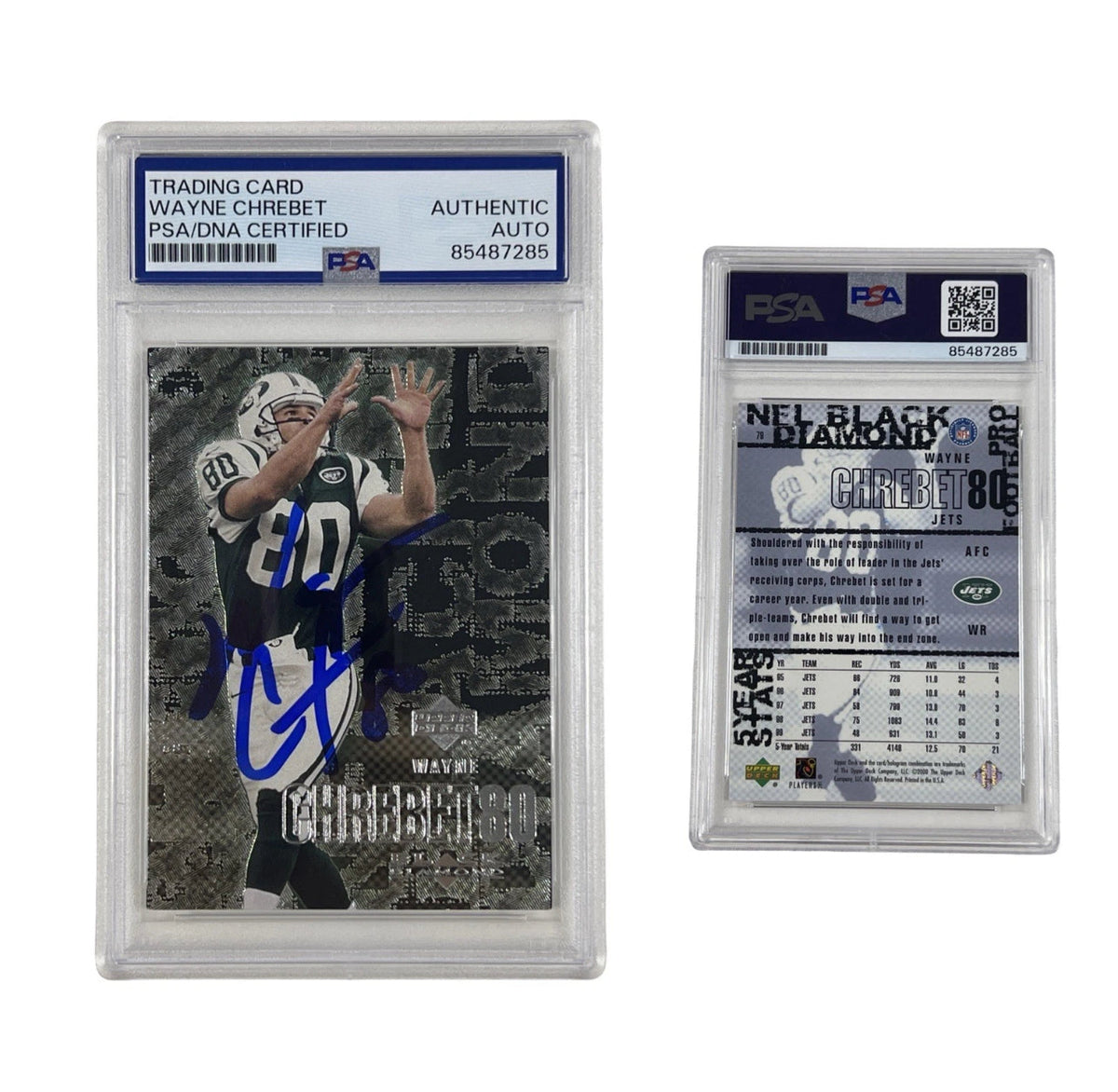 2000 Wayne Chrebet Autographed Black Diamond Upper Deck #79 Authentic Auto product image 1, provided for visual reference