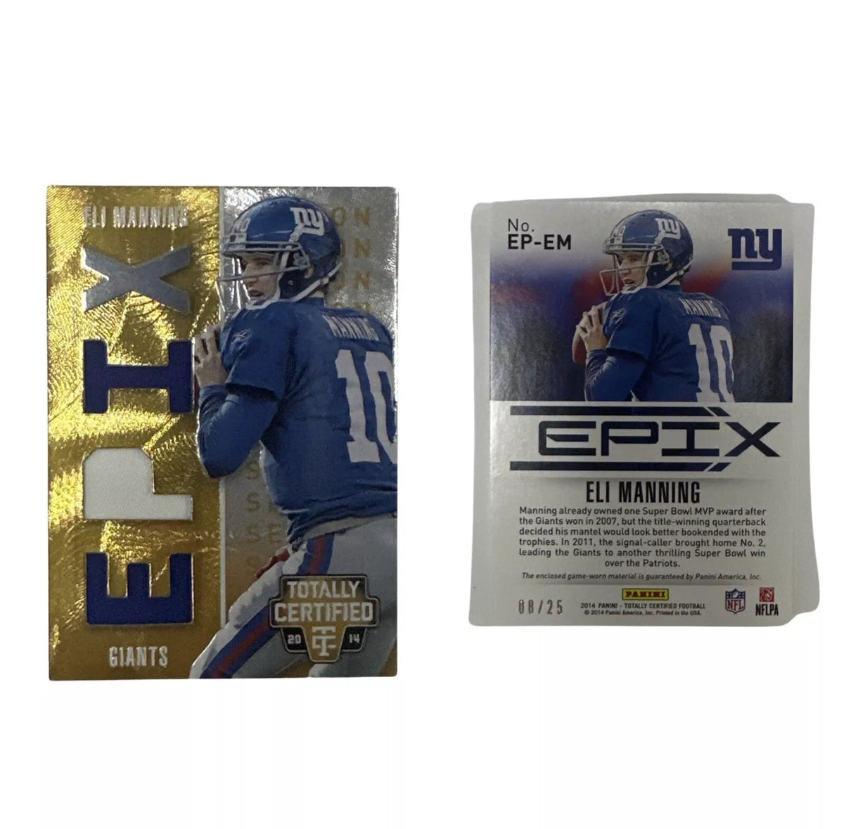 2014 Eli Manning Totally Certified EPIX 3 PATCH 17/25 #EP-EM product image 1, provided for visual reference and product